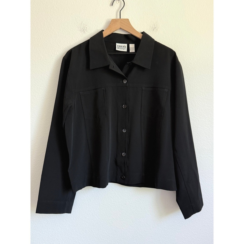 Chico's Black Minimalist Utility Jacket Size 3 L XL Corpcore Workwear Gorpcore